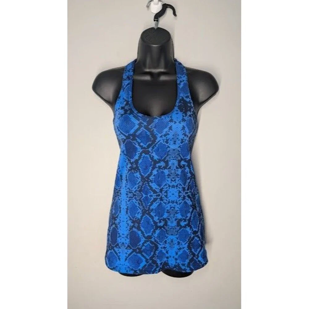 Lululemon Cool Racerback Snake Print Tank Top Blue/Black Tank Top Sz 4/6?